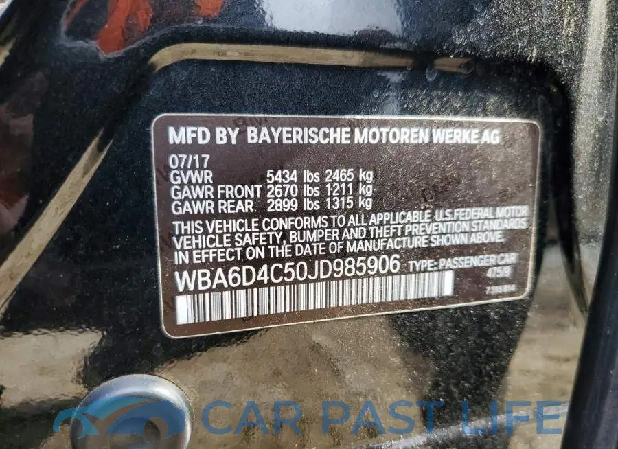 WBA6D4C50JD985906# 12