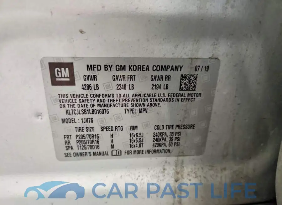 KL7CJLSB1LB016076# 13