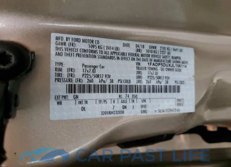 1FADP5DUXJL106114# 12
