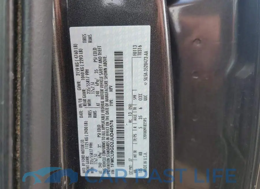 1FMCU9GD2JUD40576# 14
