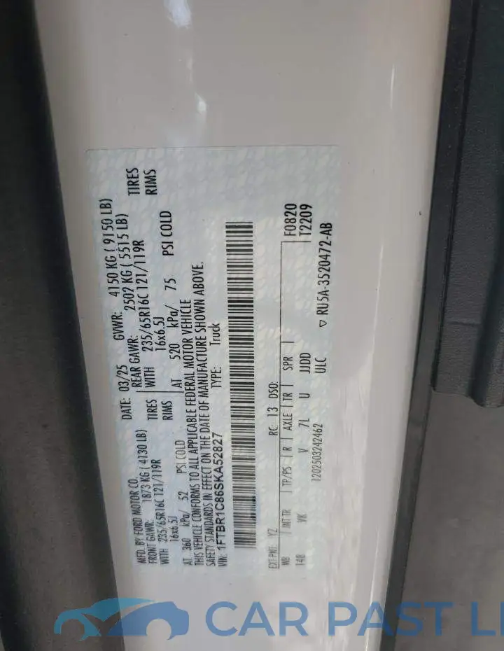 1FTBR1C86SKA52827# 12