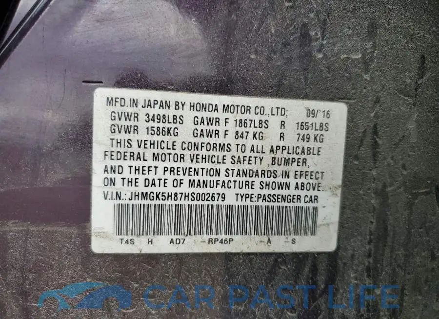 JHMGK5H87HS002679# 13
