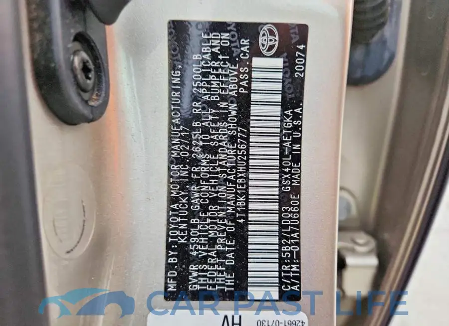 4T1BK1EBXHU256777# 12