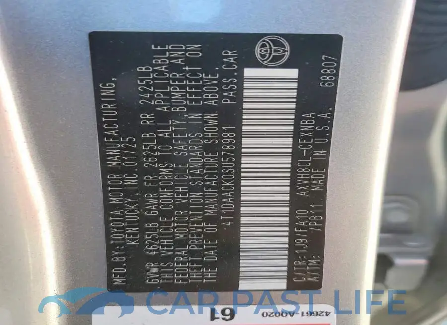 4T1DAACK0SU578981# 12