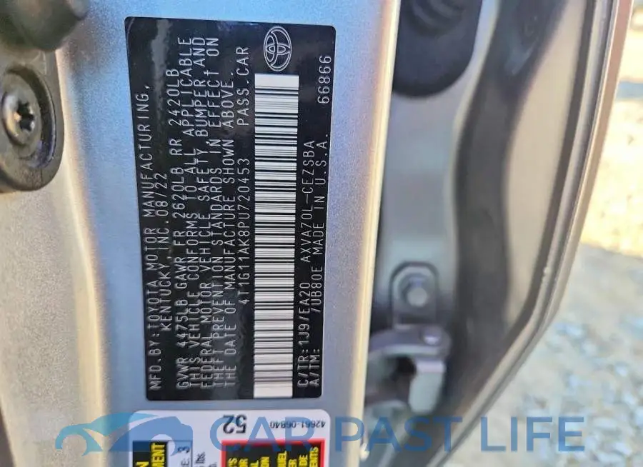 4T1G11AK8PU720453# 12