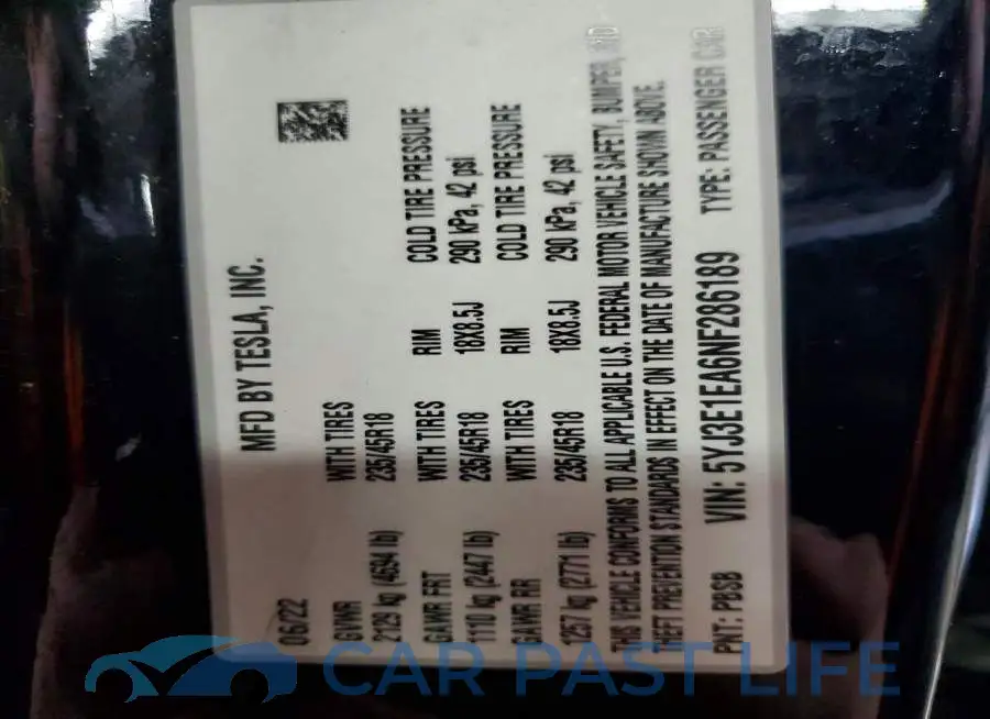 5YJ3E1EA6NF286189# 12