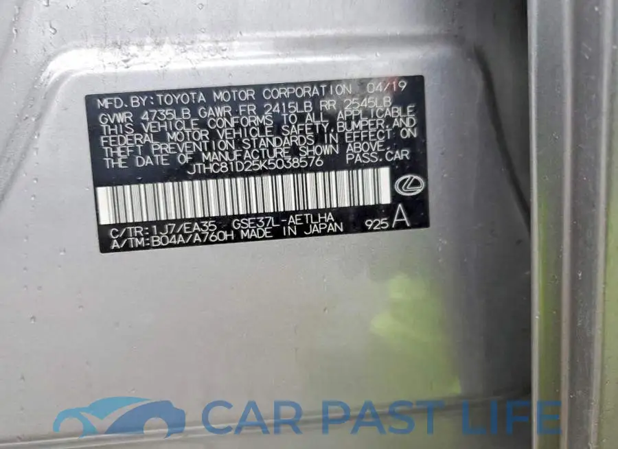 JTHC81D25K5038576# 13
