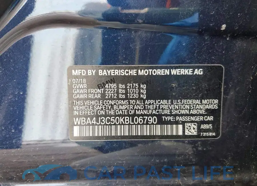 WBA4J3C50KBL06790# 13