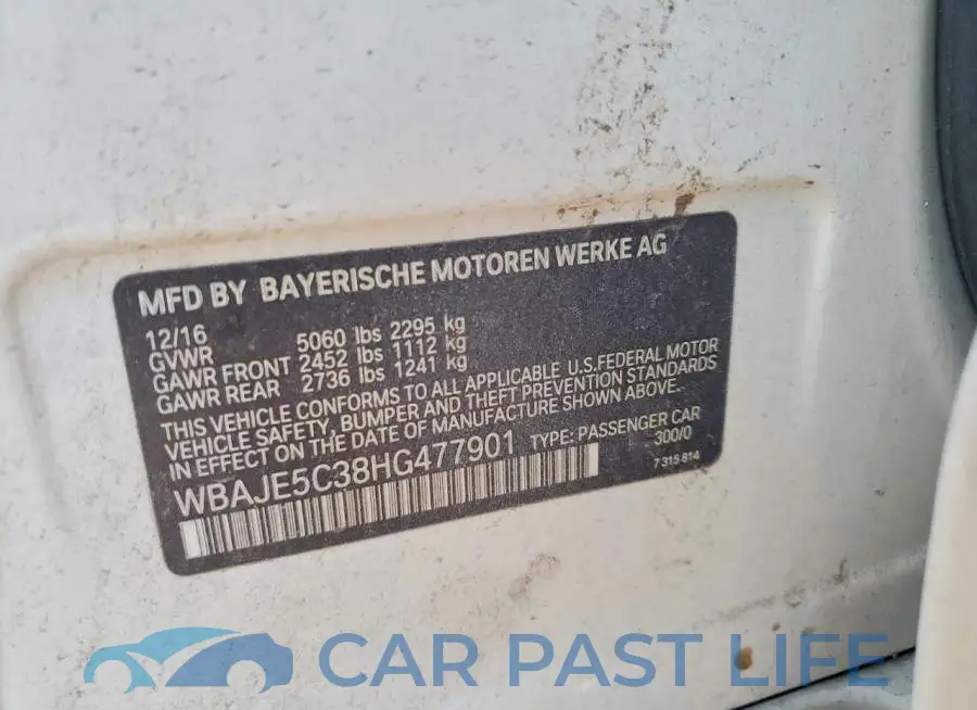 WBAJE5C38HG477901# 10