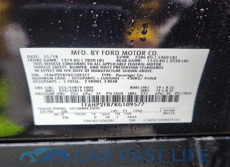 1FAHP2F87KG109577# 12