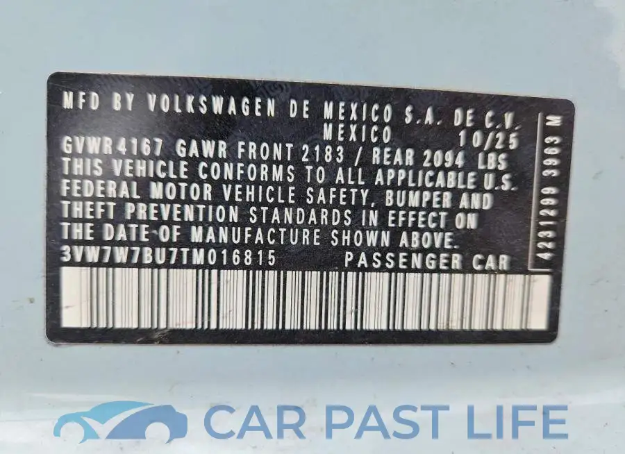 3VW7W7BU7TM016815# 12