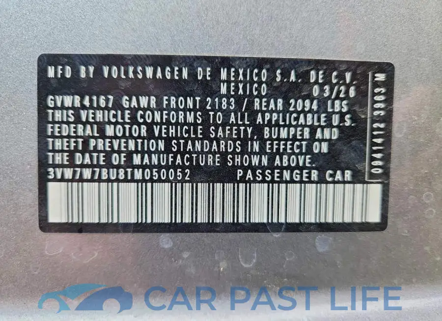 3VW7W7BU8TM050052# 13