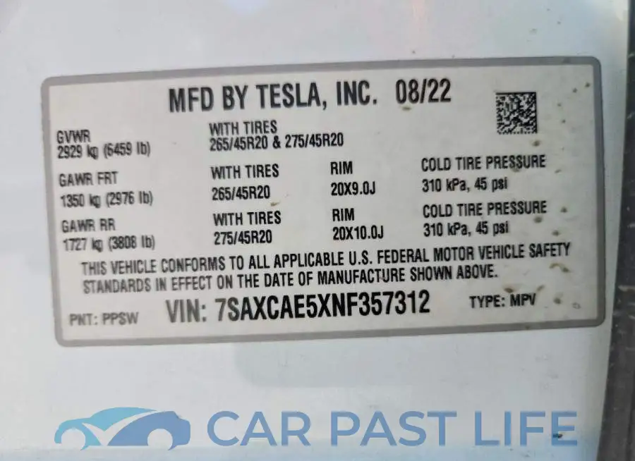 7SAXCAE5XNF357312# 13