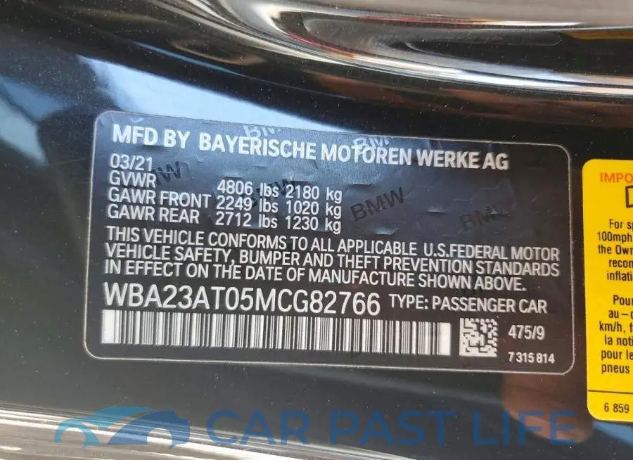 WBA23AT05MCG82766# 12