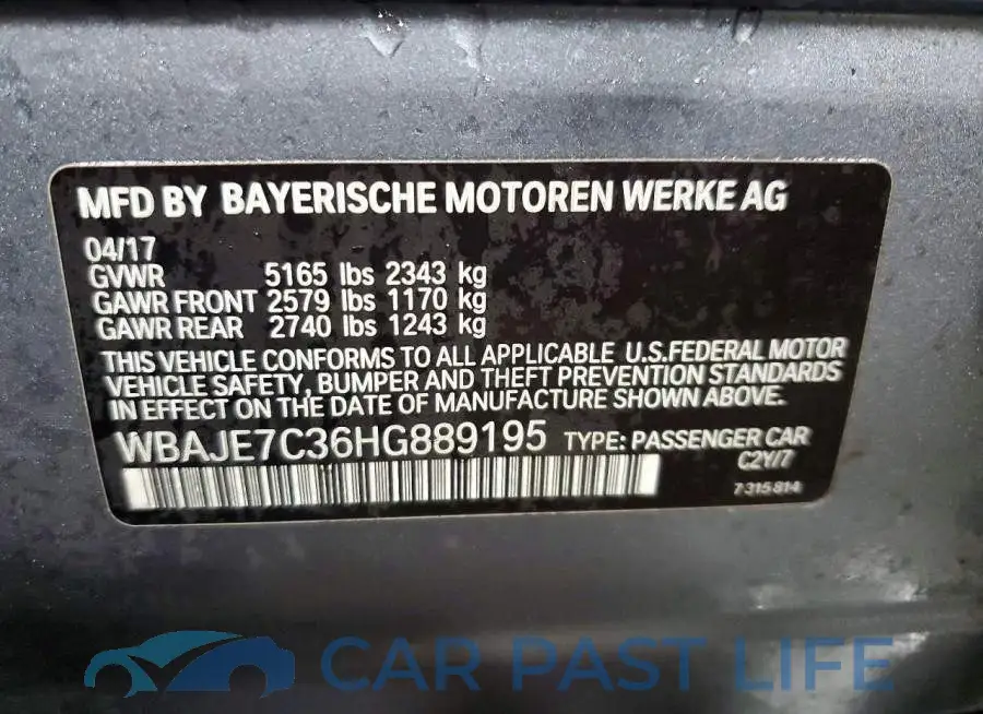 WBAJE7C36HG889195# 12