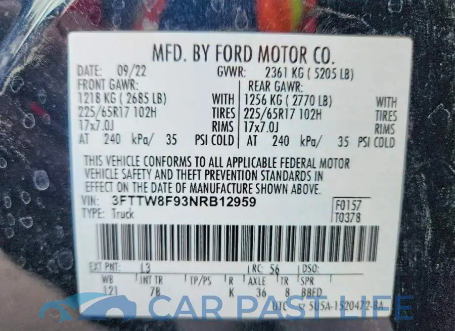 3FTTW8F93NRB12959# 12