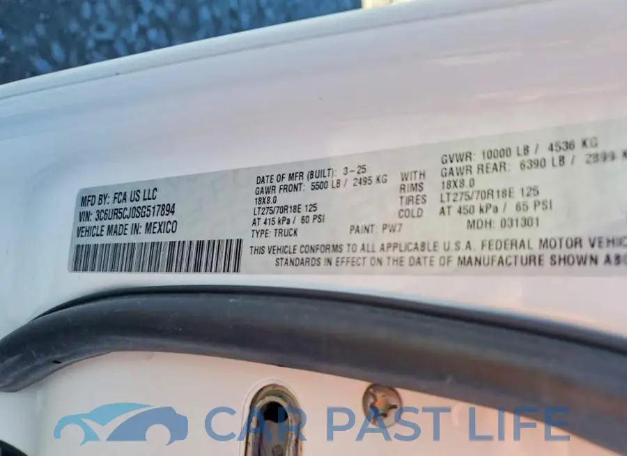 3C6UR5CJ0SG517894# 12
