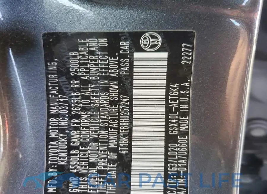 4T1BK1EB8HU257247# 12