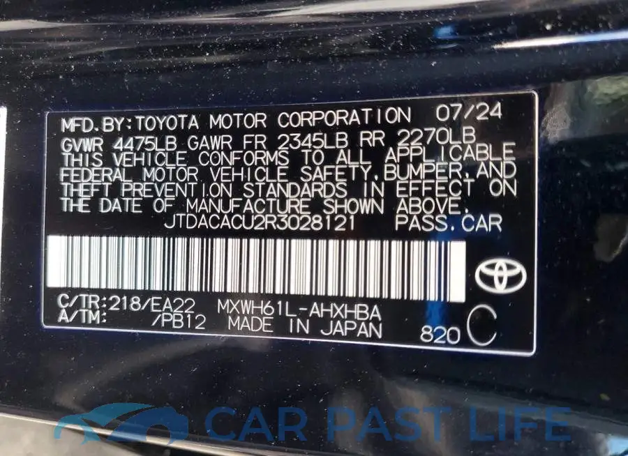 JTDACACU2R3028121# 13