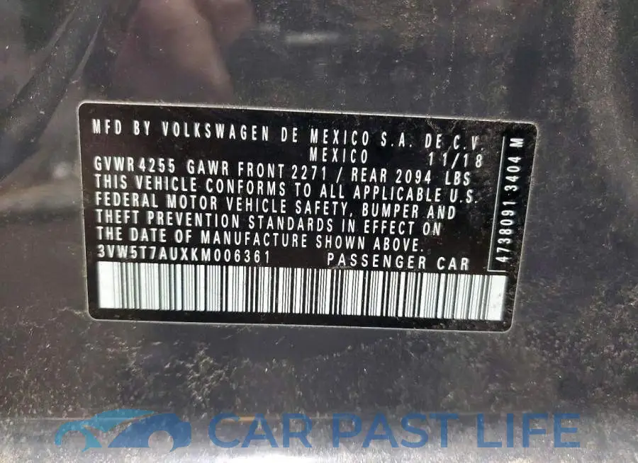 3VW5T7AUXKM006361# 13