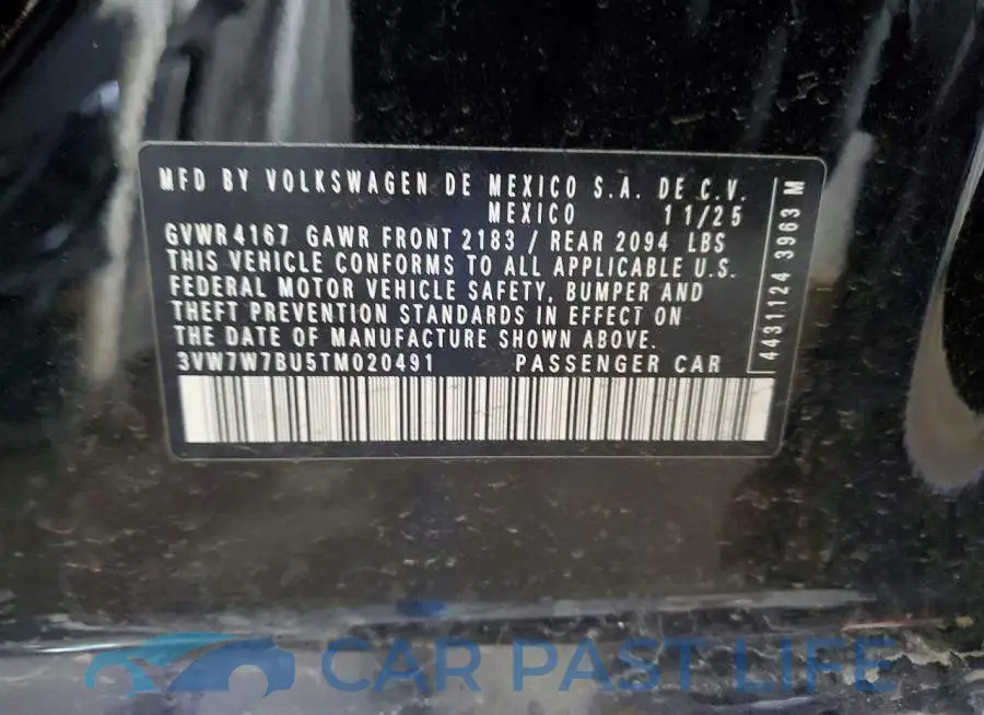3VW7W7BU5TM020491# 13