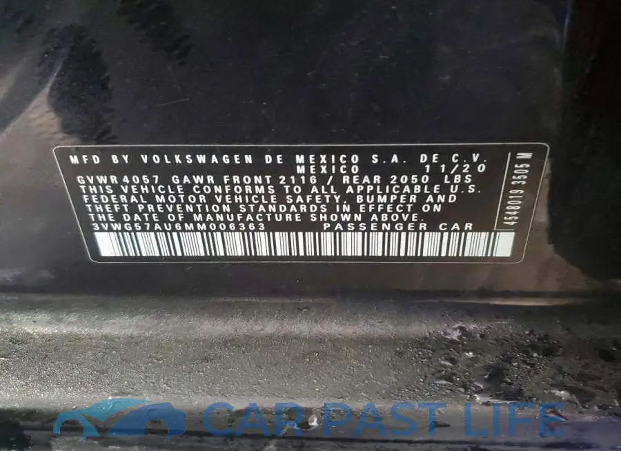 3VWG57AU6MM006363# 12