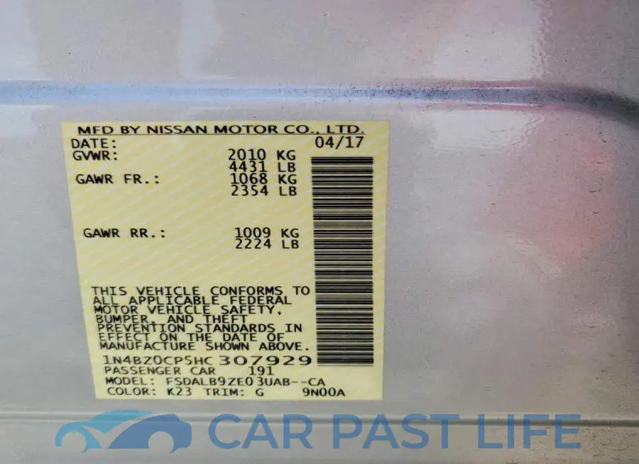 1N4BZ0CP5HC307929# 12