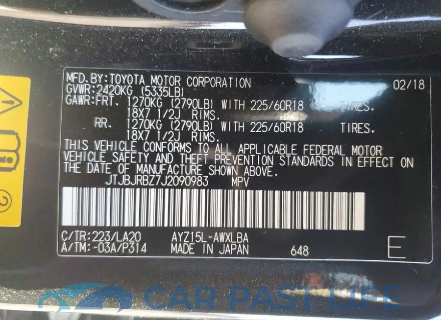 JTJBJRBZ7J2090983# 14
