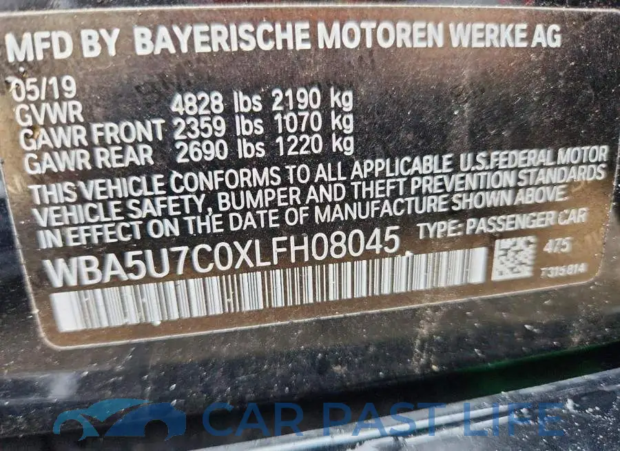 WBA5U7C0XLFH08045# 13