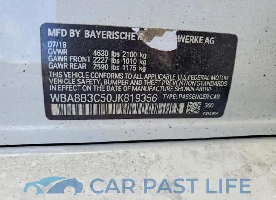 WBA8B3C50JK819356# 12