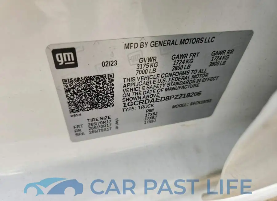 1GCRDAED8PZ218206# 12