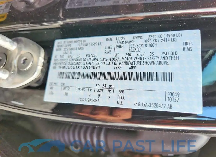 1FMCU0E1XTUA14094# 13