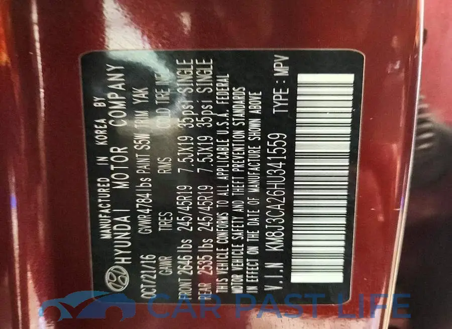KM8J3CA26HU341559# 13
