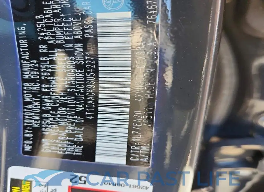 4T1DAACK9SU542271# 12