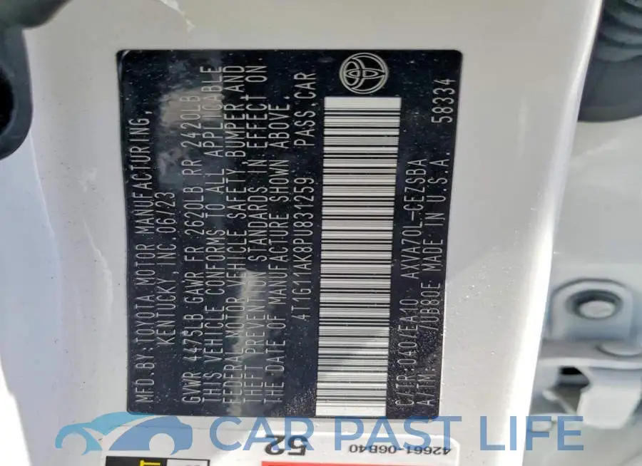 4T1G11AK8PU831259# 12