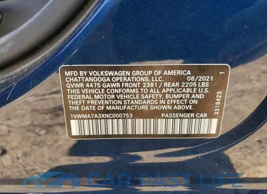 1VWMA7A3XNC000753# 12