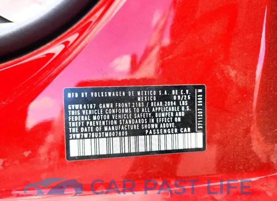 3VW7W7BU3TM007609# 12