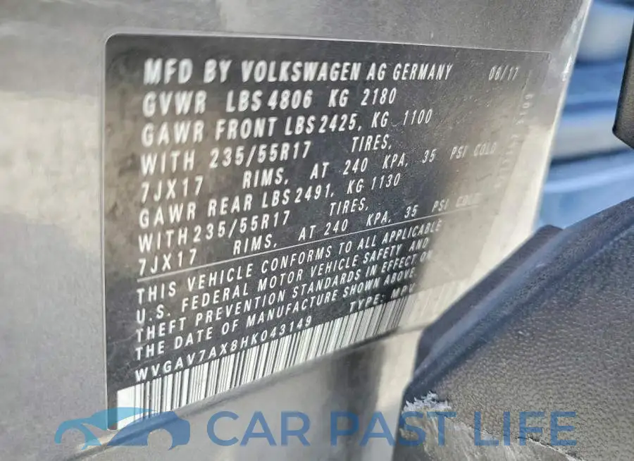WVGAV7AX8HK043149# 14
