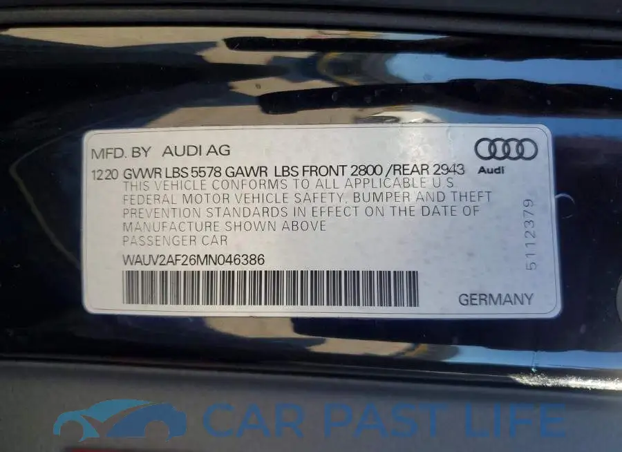 WAUV2AF26MN046386# 12