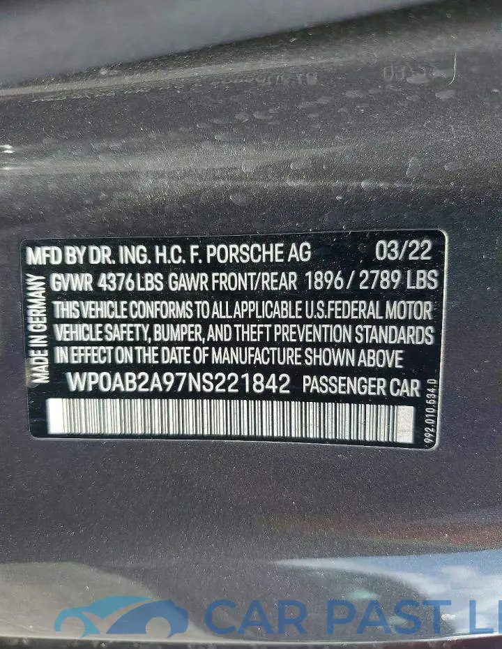 WP0AB2A97NS221842# 12