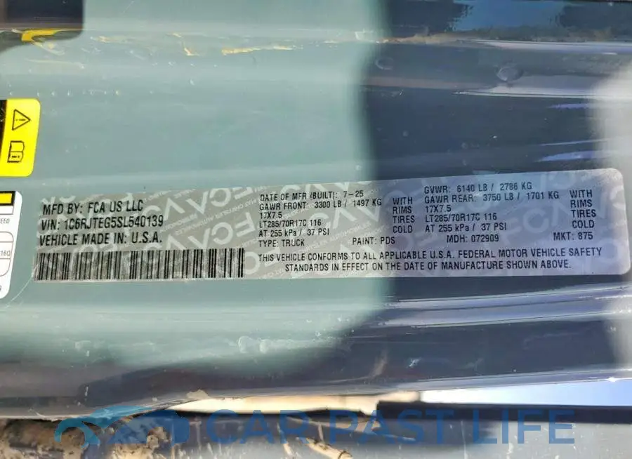 1C6RJTEG5SL540139# 12