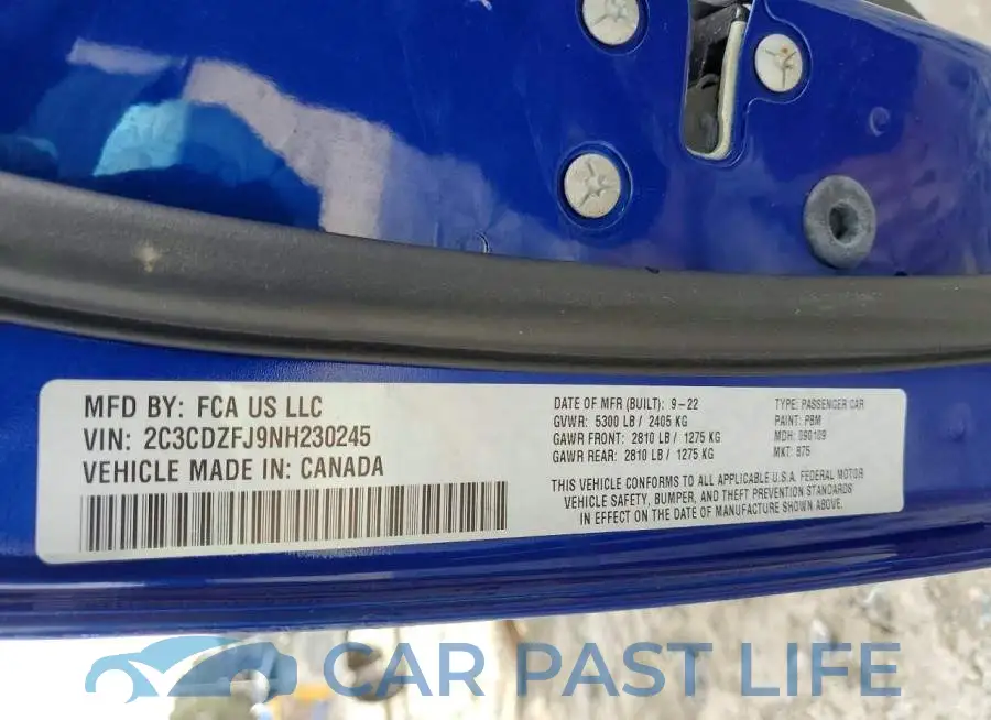 2C3CDZFJ9NH230245# 12