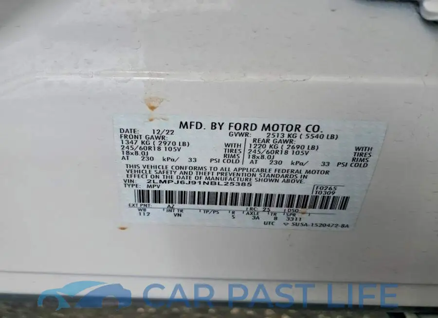 2LMPJ6J91NBL25385# 13