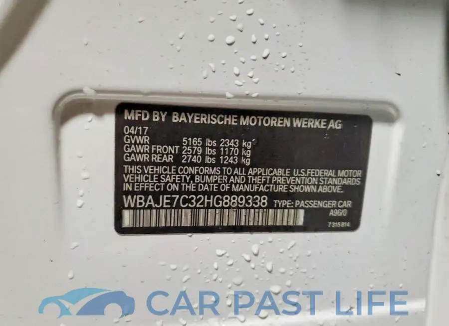 WBAJE7C32HG889338# 12