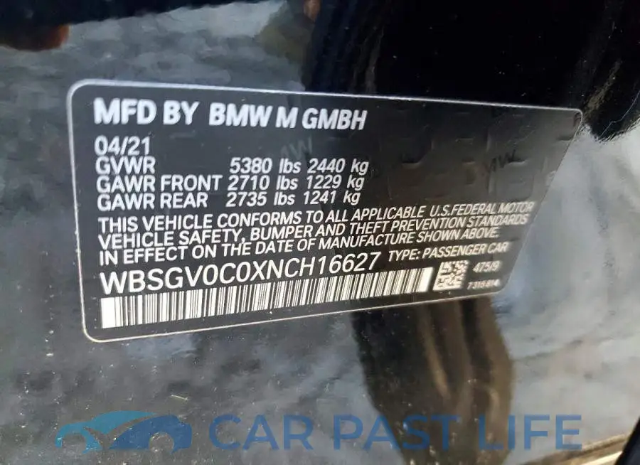 WBSGV0C0XNCH16627# 12