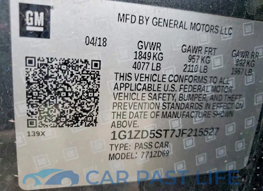 1G1ZD5ST7JF215527# 12