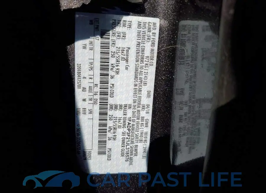 1FADP3F21JL318576# 12