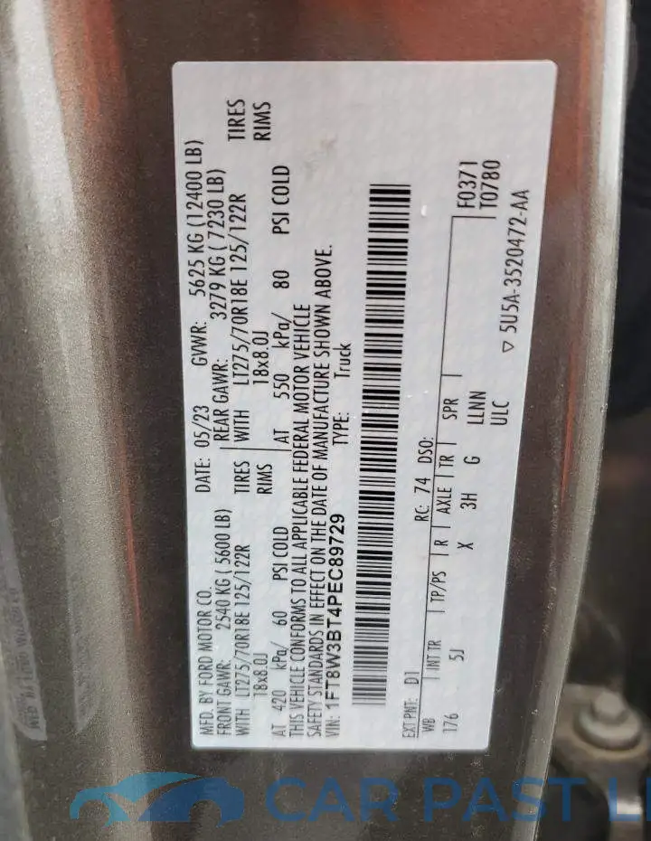 1FT8W3BT4PEC89729# 12