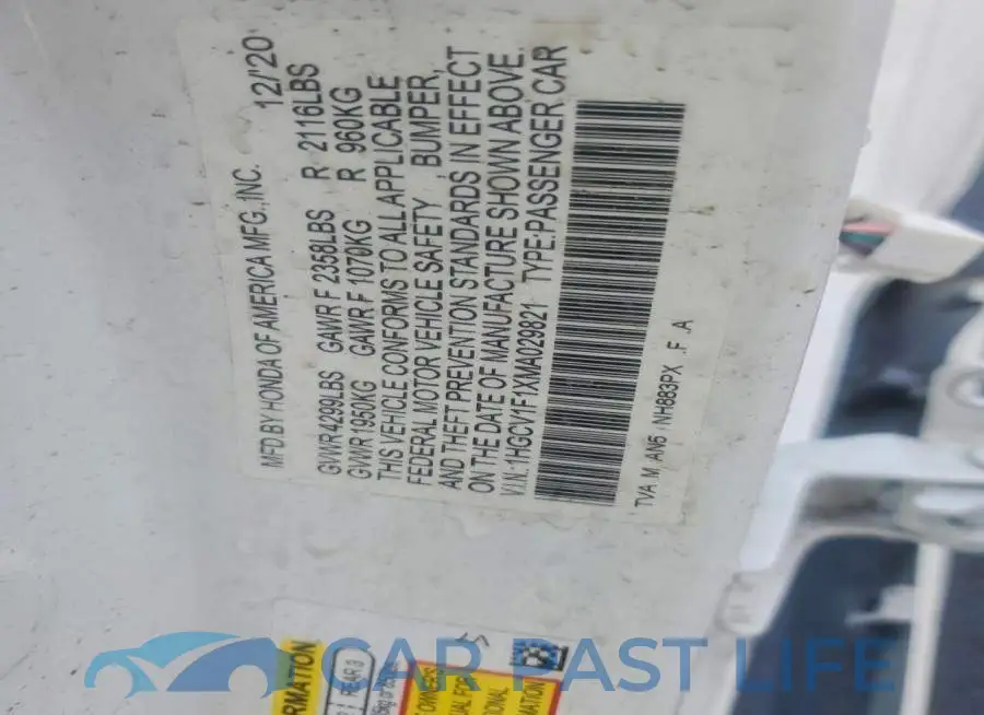 1HGCV1F1XMA029821# 12