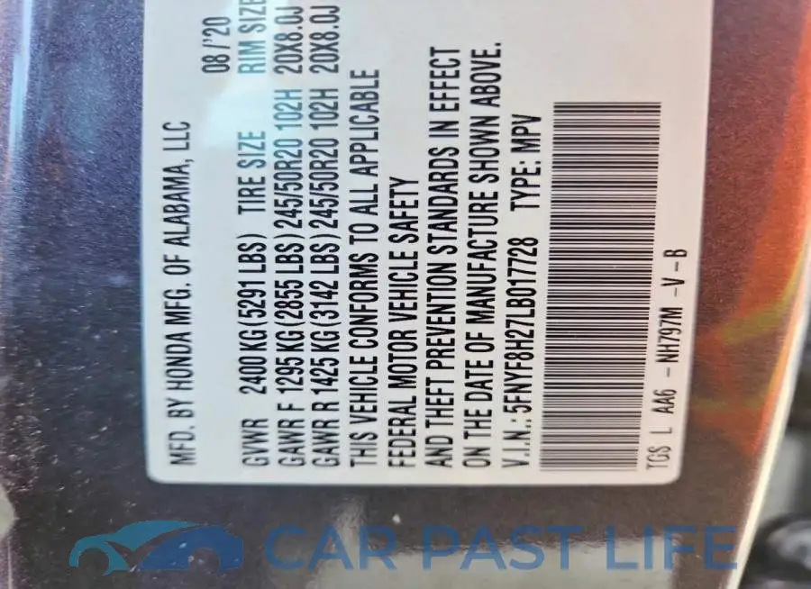5FNYF8H27LB017728# 14